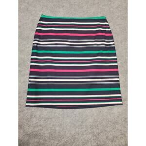 NWT Talbots Petite 6P Navy, Green, And Pink Striped Skirt Preppy Workwear
